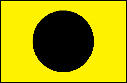Žuta zastava s crnim krugom / Izvor: Dogtimecat at English Wikipedia Commons